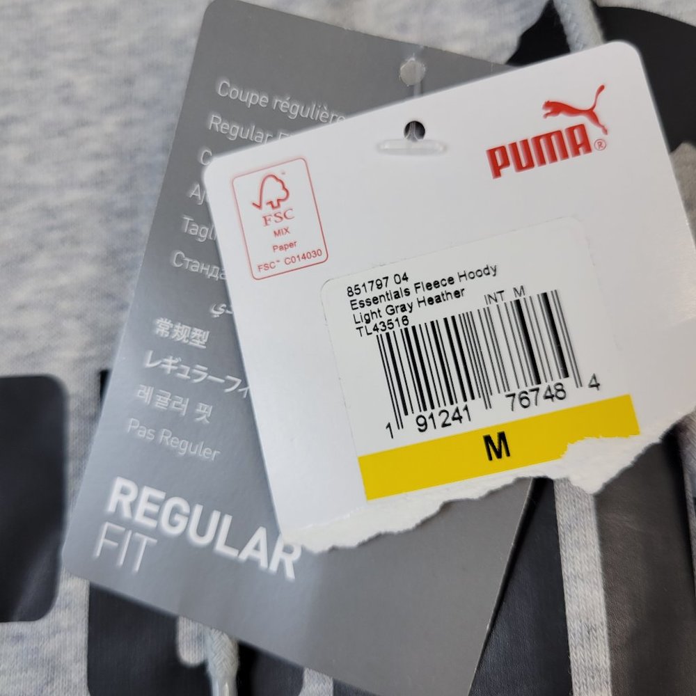 Puma Hoodie Women's Size M Essentials Fleece Soft Hooded Pockets Gray NWT - Picture 5 of 11